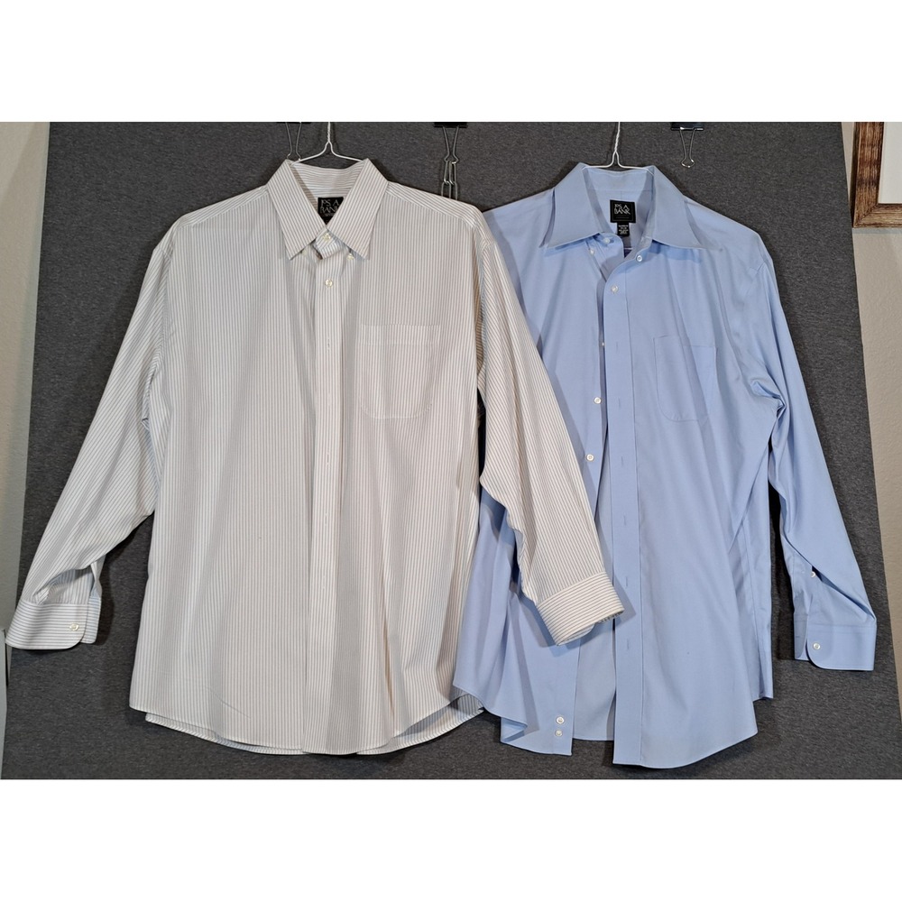 Jos A Bank Traveler Collection Button Down Shirt Lot 2 Blue Pinstripe 16.5 33
